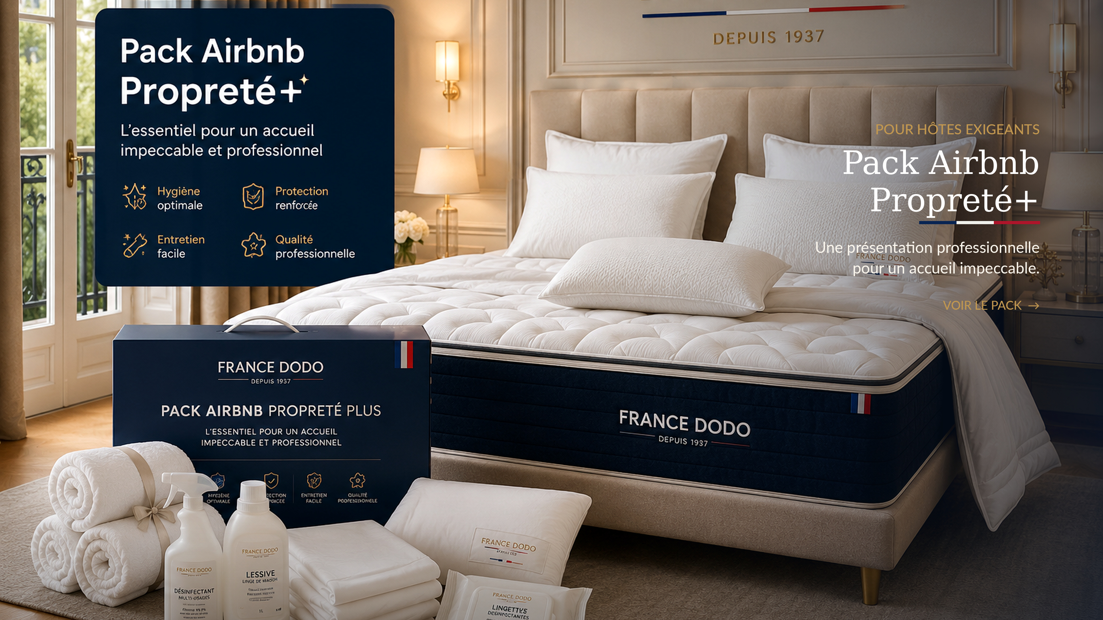 Pack Airbnb Propreté+ FRANCE DODO pour hôtes exigeants