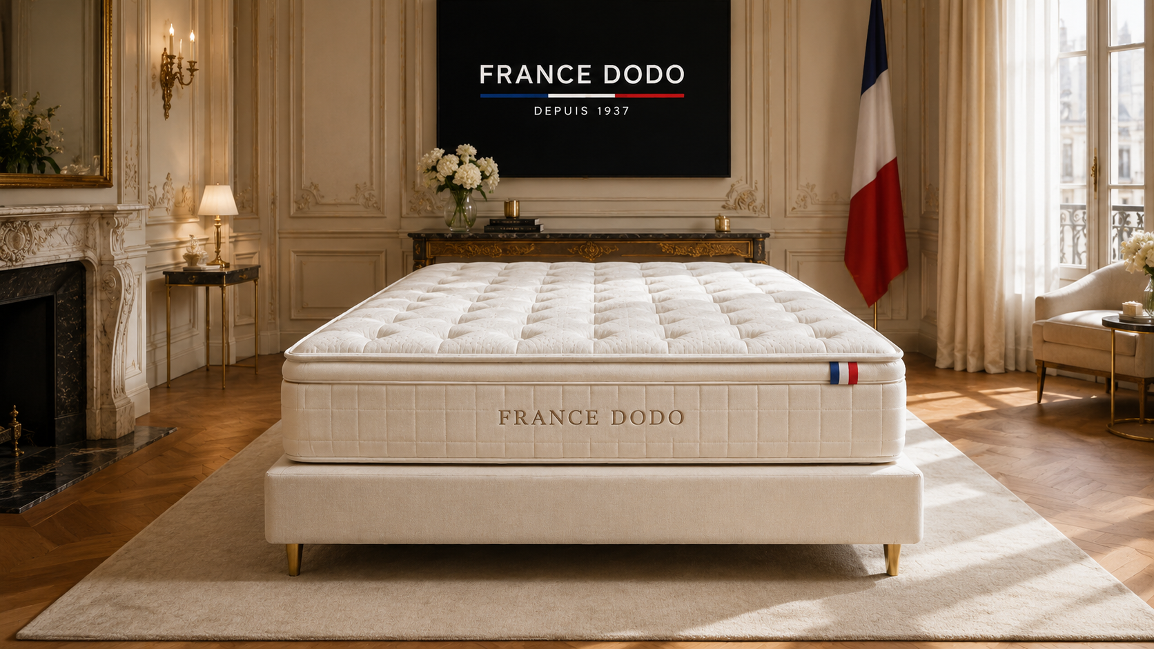 Matelas Essentiel 22 FRANCE DODO installe dans une chambre premium